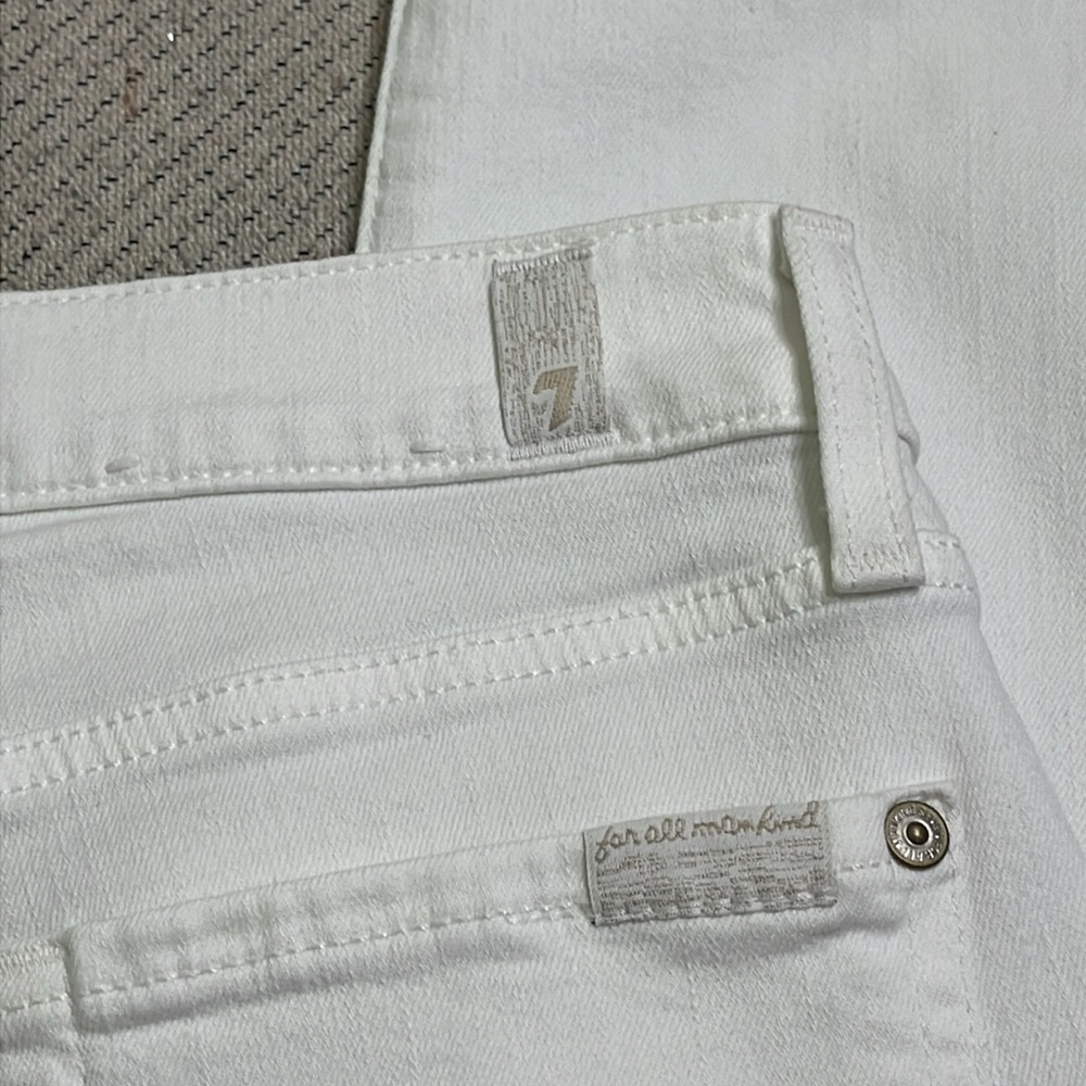 7 For All Mankind White high waisted ankle gwenevere Denim Jeans fray hems - Picture 14 of 17